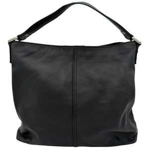 Kooba Genuine Leather Black Hobo Shoulder Bag Pebbled Leather Top Zip‎